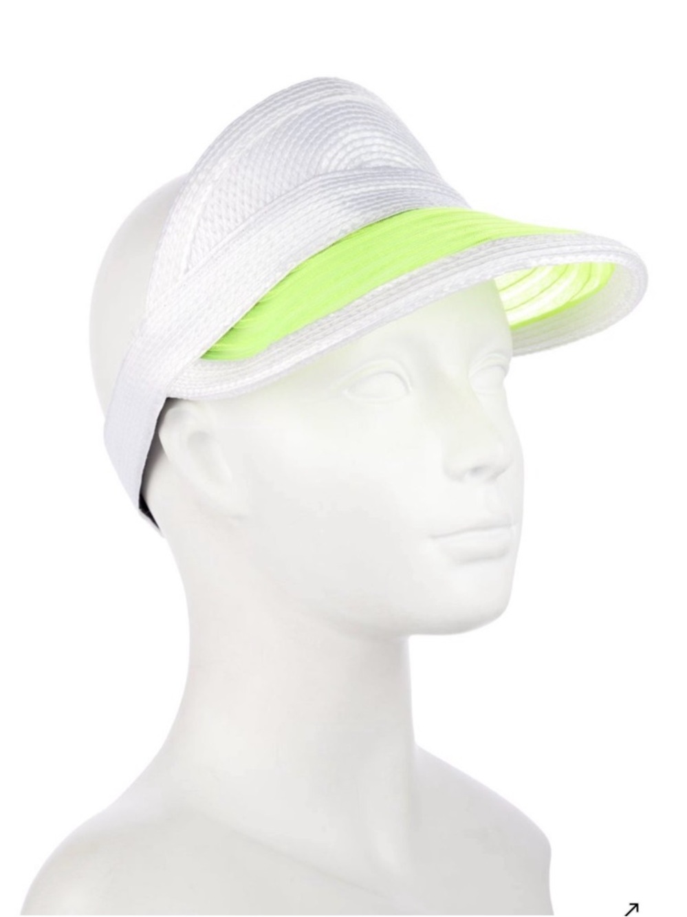 Eugenia Kim Vicky Woven Sun Visor – White & Neon Green – NWOT